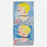 Lee Godie, Untitled (An Actress), ballpoint pen and paint on unstretched canvas