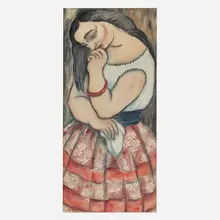 Fritzi Brod, Untitled (Woman in a Floral Skirt), 1937, watercolor on paper