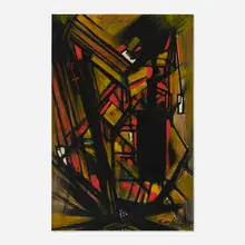 Walter Sanford, 42nd & Broadway, 1964, oil on Masonite