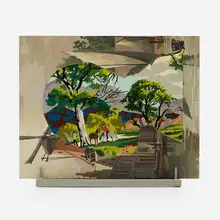 Don Baum, Riders in Grove, 1997, acrylic on board construction, wood