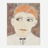 Lee Godie, Prince Charming, c. 1980, ballpoint pen and paint on board