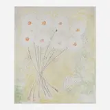 Lee Godie, Flowers, ballpoint pen, ink and paint on canvas