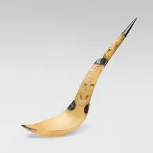 Tlingit, Horn spoon, horn, silver, abalone shell