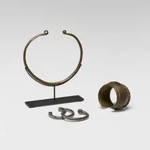 African, Currency bracelets and torque, bronze, metal