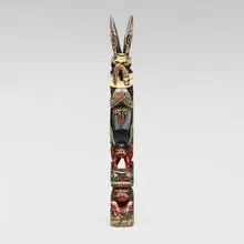 Pacific Northwest, Model totem pole, painted and carved wood