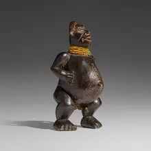 Baule, Figure, carved wood, beads