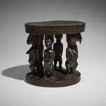 Baule, Figural stool, carved and painted wood