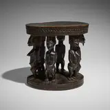 Baule, Figural stool, carved and painted wood