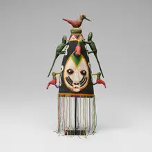 Yoruba, Adenla (crown), glass beads, fabric