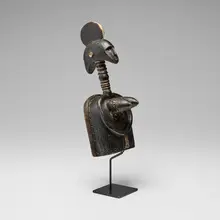 Senufo, Degele mask with female figure, carved and painted wood