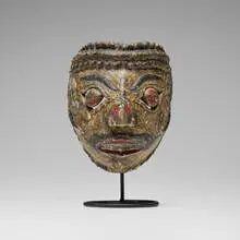 Indonesian, Topeng dance mask, carved and painted wood