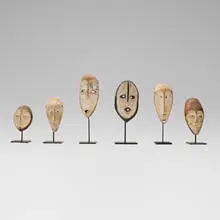 Lega, Passport masks, set of six, carved and painted wood