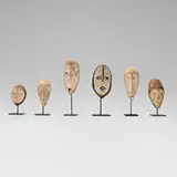 Lega, Passport masks, set of six, carved and painted wood