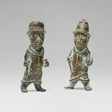 Benin, Figures, pair, patinated bronze