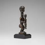 Bena Lulua, Figure with child, carved wood