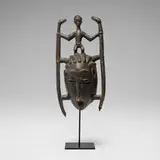 Baule, Mask with figure holding serpents, carved and painted wood