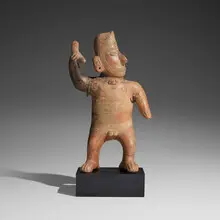 Comala style standing warrior by Colima, earthenware, sold Dec 2025