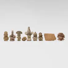 Pre-Columbian, Collection of nine figures and fragments, earthenware
