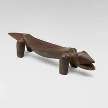 Bushongo, Anthropomorphic Itombwa (friction oracle), carved wood, glass beads