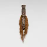 Fang Style, Monumental mask, carved wood, copper, straw, rope