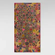 Tingari Cycle by Lyndsay Bird Mpetyane, acrylic on canvas, sold Dec 2025