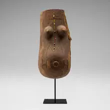 Makonde, Body mask, carved wood, beads