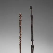 African, Staffs, set of two, carved wood