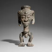 Bushongo, Figural cup, carved and painted wood