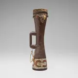 Papuan, Kundu (drum), carved and painted wood, lizard leather