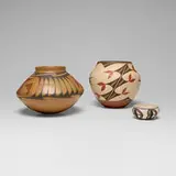 Southwestern Pueblo, Collection of three vessels, painted earthenware, painted ceramic