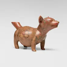 Standing dog with spouted tail by Colima, earthenware, sold Dec 2025
