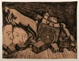 Roberto Barni, L'Oltraggio, Etching on tan paper on arches