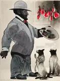 Robert Nelson, T.L. & Chops, Non-oil mixed media on cut-outs mounted to Rives paper