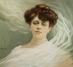 August Franzén, Lady in Pearls, Pastel