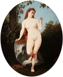 J. de Sklarevsky, NAKED LADY WITH SNAKE, identified on plaque, Oil on board