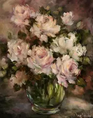 Van Leuven, Pink Roses, Oil on canvas