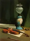 Giacomo Tabellini, Violin and Oil Lamp, Oil on canvas