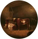 Robert Page, Untitled, COWS IN STABLE, oil on canvas