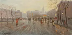 Willem Petersen, Paris Street Scene, Oil on board