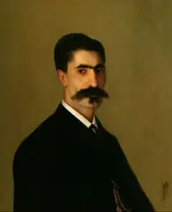 Carnig Erksergian, Portrait of Man with Mustache, Oil on canvas