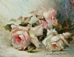 Sara Martinez Maresma, Three Roses, Oil on board