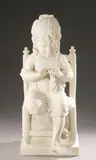 Fausto Biggi, Seated Girl, Composite on variegated marble-like base