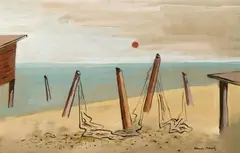 Herman Maril, Net and Shore, Watercolor on paper