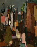 Alfred McAdams, Ruins, Oil on board