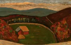 Duncan Phillips, Farm in Valley, Oil on masonite