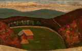 Duncan Phillips, Farm in Valley, Oil on masonite