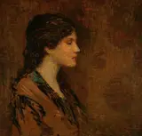 Augustus Vincent Tack, Head of a Young Girl (Girl in Brown), Oil on composition board