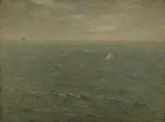 Augustus Vincent Tack, Sea with Sailboat, Oil on canvas