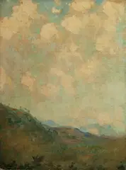 Augustus Vincent Tack, Untitled, LANDSCAPE AND CLOUDS, signed lower left, "Augustus Vincent Tack." Oil on canvas