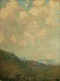 Augustus Vincent Tack, Untitled, LANDSCAPE AND CLOUDS, signed lower left, "Augustus Vincent Tack." Oil on canvas